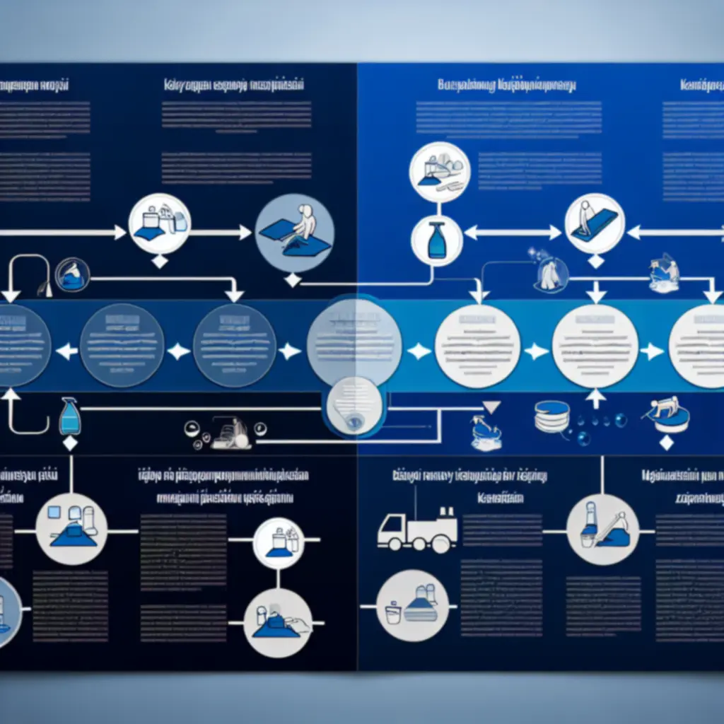 Infografika a modern gépi és hagyományos kézi szőnyegtisztítás közötti különbségekről