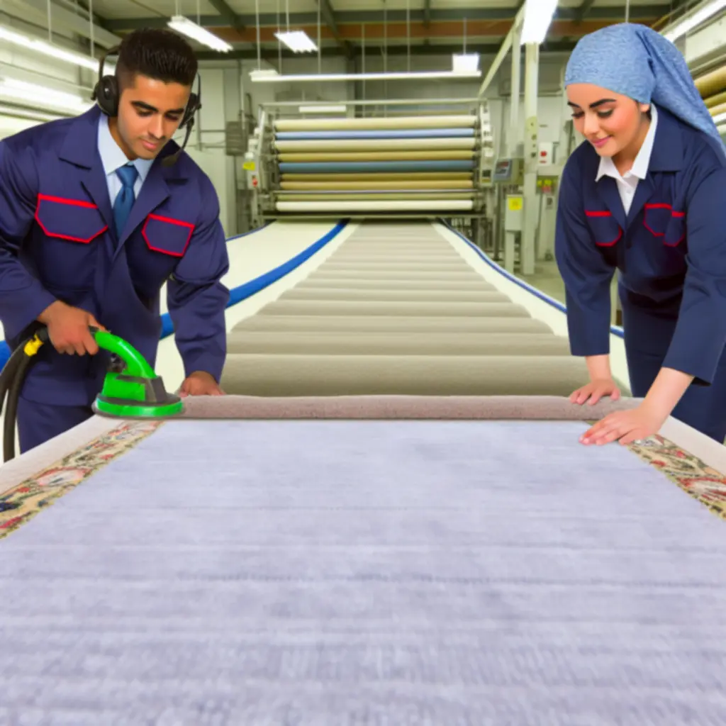 Minőségellenőrzést végző csapat szőnyegeket vizsgál