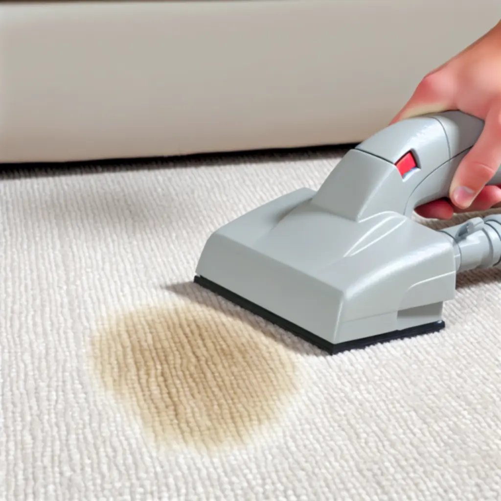 Szakember professzionális folteltávolítást végez egy szőnyegen