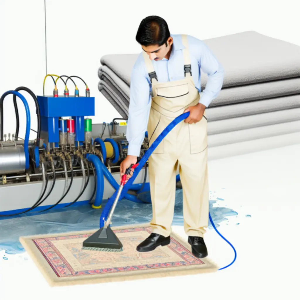 Professzionális szőnyegmosás műhelyben, modern gépekkel és szakszerű eljárással